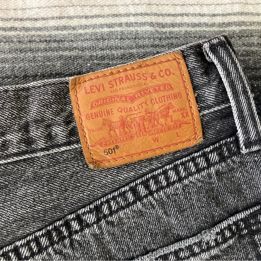 Distressed Black 501 Levi’s Denim Shorts - Picture 5 of 5